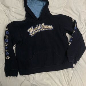 y2k 2000s flowered navy blue mudd jeans sweatshirt xl kids (fits xs womens)